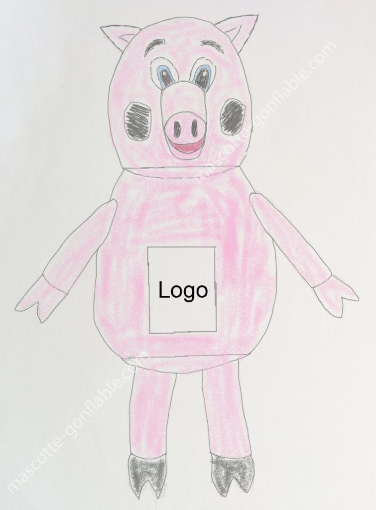 mascotte gonflable sur mesure croquis cochon
