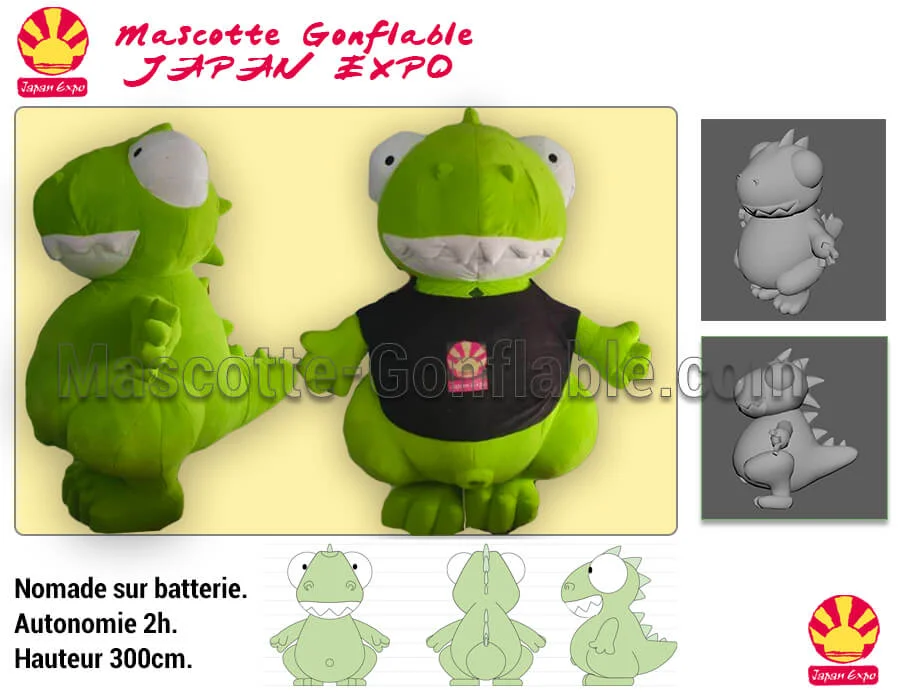 mascotte gonflable sur mesure dinosaure japan expo