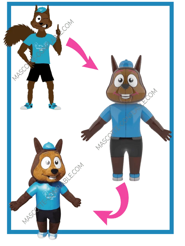 présentation étapes mascotte gonflable écureuil