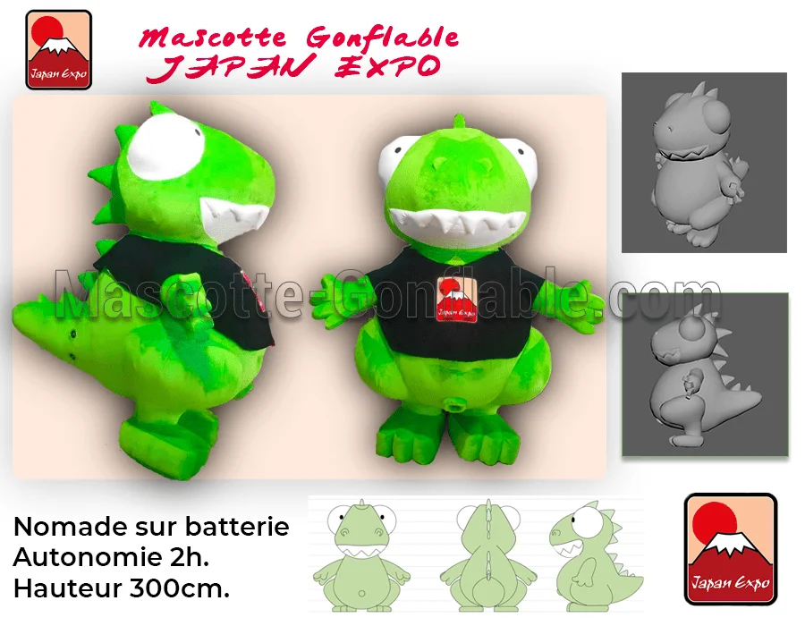 mascotte gonflable sur mesure dinosaure japan expo